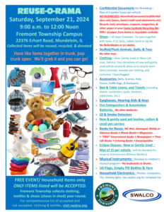 Flyer for Recycling event naming items we accesp