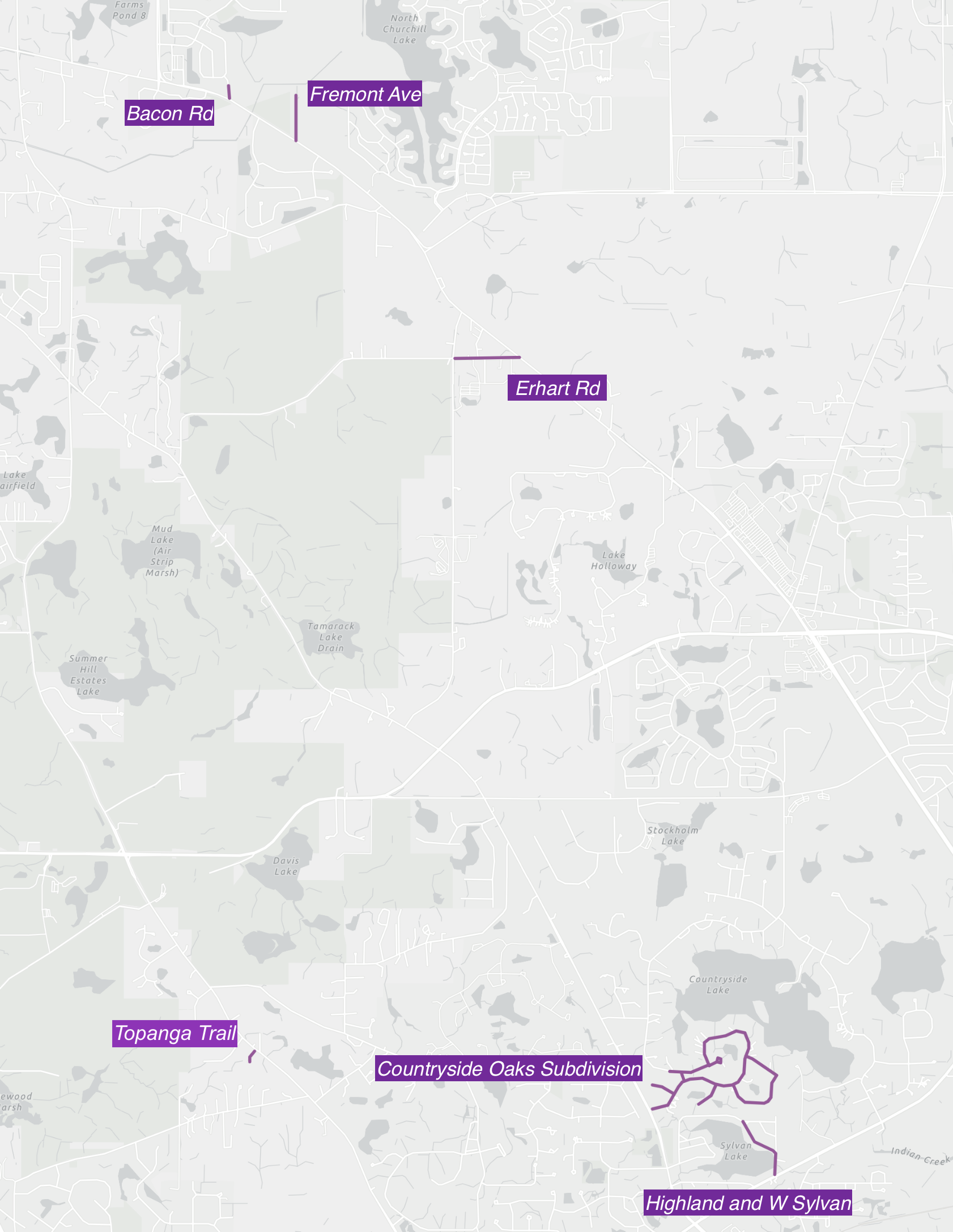 Map of 2025 paving locations for website
